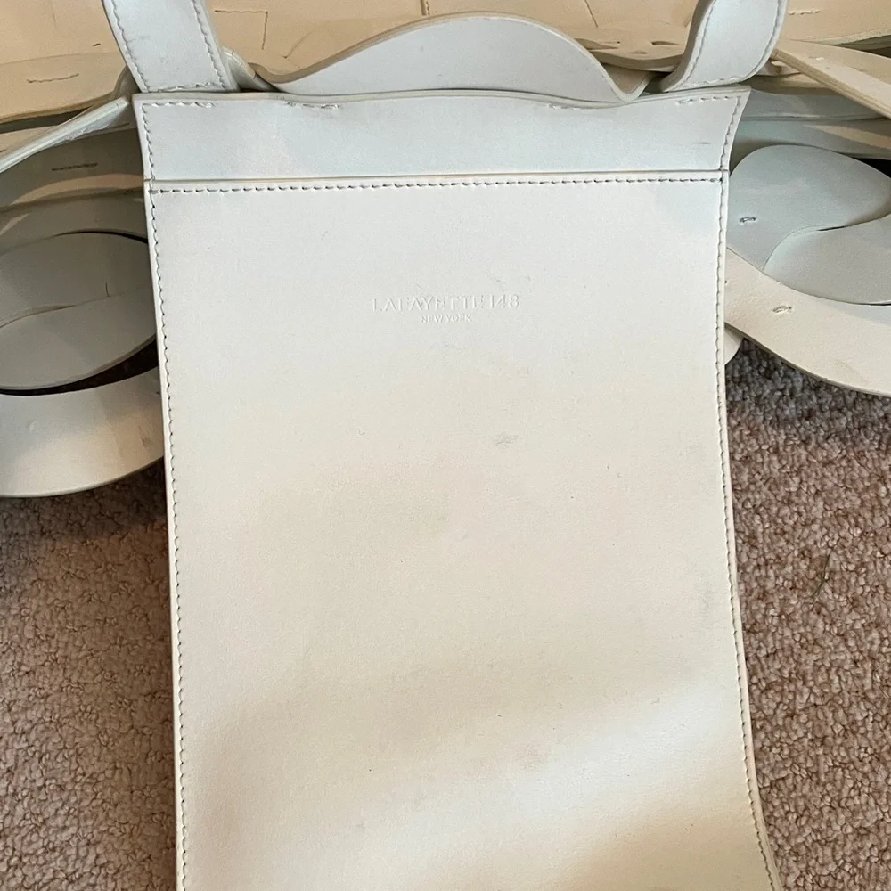 Lafayette 148 New York Leather Cream Woven Tote - Picture 6 of 7